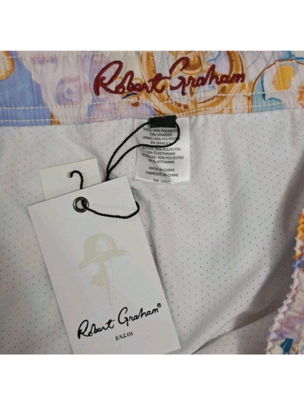Robert Graham Gold Treasure Nautical Tropical Print Swim Shorts Men's Sz M - Picture 7 of 9